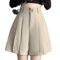 thumbnail image 4 of Skirts for Women Pleated Short Skirt Solid Color Casual Pants Skirt for Women Beige XXL, 4 of 6