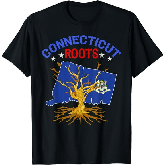 Home Connecticut Roots State Tree Gift Grown Tree Flag Lover T-Shirt