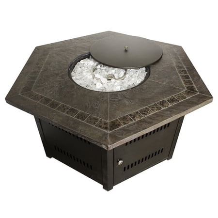 Hiland Hexagon Fire Pit With Faux Stone Top Walmart Com
