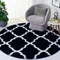 thumbnail image 2 of SAFAVIEH Tahoe Gerald Quatrefoil Shag Area Rug, 6'7" x 6'7" Round, Navy/White, 2 of 4