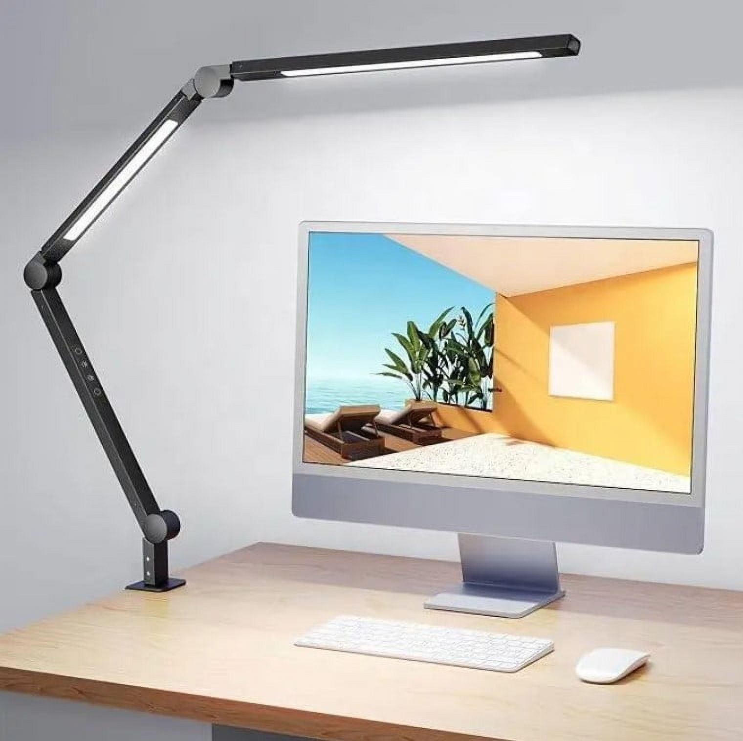 LED Desk Table Lamp with Clamp + Stand Base Interchangeable Swing Arm Eye Care