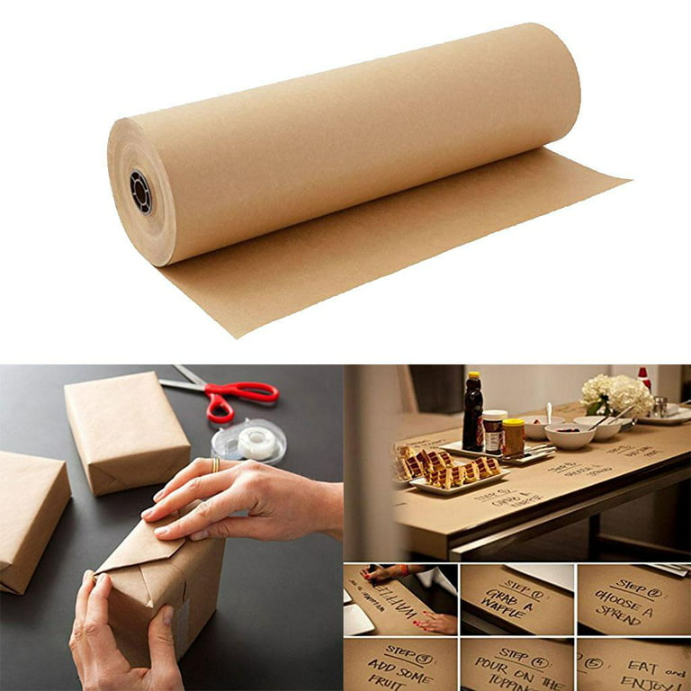 Brown Kraft Wrapping Paper Roll, Recyclable Craft Construction and Packing Paper for Use in Moving, Bulletin Board Backing and Paper Tablecloths, Size