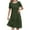 Army Green, variant on Womens Pleated Summer Dresses Casual Cotton Linen Tnuic Midi Dress Elegant Short Sleeve T Shirts Dress
