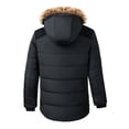 thumbnail image 5 of Men's Casual Solid Zipper Pocket Long Sleeve Coat Furry Collar Hat Detachable Parkas Warm Coat, 5 of 7