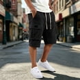thumbnail image 2 of XDZJLR Big And Tall Men Cargo Shorts Summer Casual Solid Waffle Knit Shorts Lightweight Breathable Shorts With Pockets And Drawstring Hiking Shorts Black S, 2 of 4