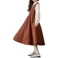 thumbnail image 4 of LIJCC Robe Salopette en Velours Côtelé Sans Manches à Boutons pour Fille, Col en V, Manches Longues, Robes Smockées, Kawaii, Midi, Babydoll, Camisole, Robe Chandail avec Poche, 4 of 5