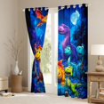thumbnail image 3 of Feelyou Cute Cartoon Dino Blackout Curtains Set of 2 (52x84 Each) for Kids, Starry Moon Jungle Wildlife Window Curtains, Blue Purple, 3 of 6