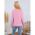 thumbnail image 5 of Long Sleeve Shirts Womens Pleated Business Casual Blouses with Smocked Cuffs Pink XL, 5 of 6