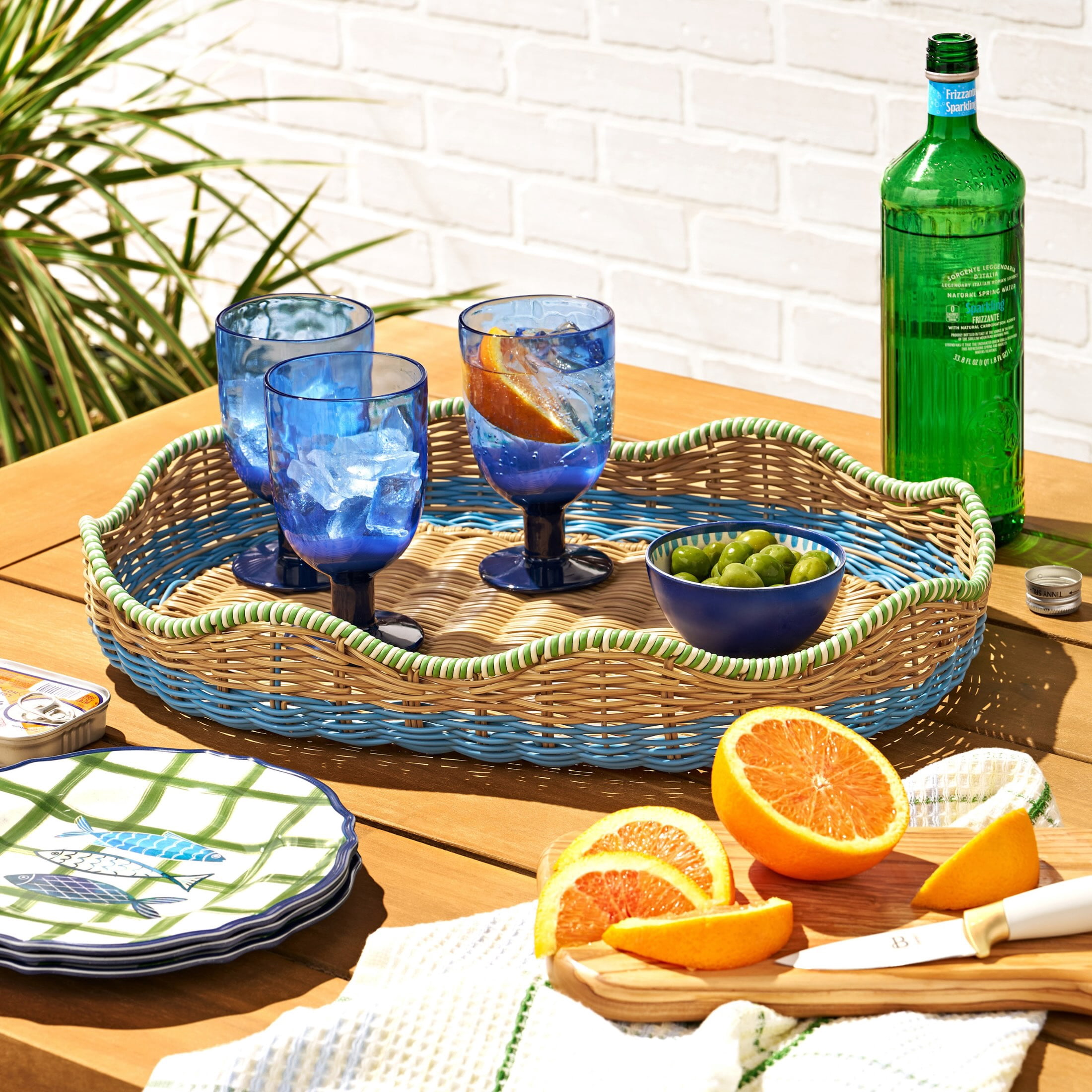 Beautiful Two-Tone Rattan Serving Tray by Drew Barrymore