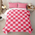 thumbnail image 2 of Homewish Classic Checkerboard Twin Quilt Set for Girls, Geometric Gingham Twin Coverlet Set, Hot Pink, 2 of 7