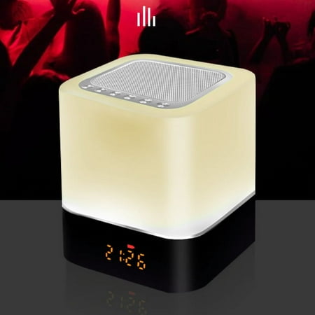 Night light Bluetooth speaker, alarm clock Bluetooth speaker, touch sensor bedside lamp, dimmable multi-color changing bedside lamp, MP3 player, wireless speaker with light,Dimmable multi-color