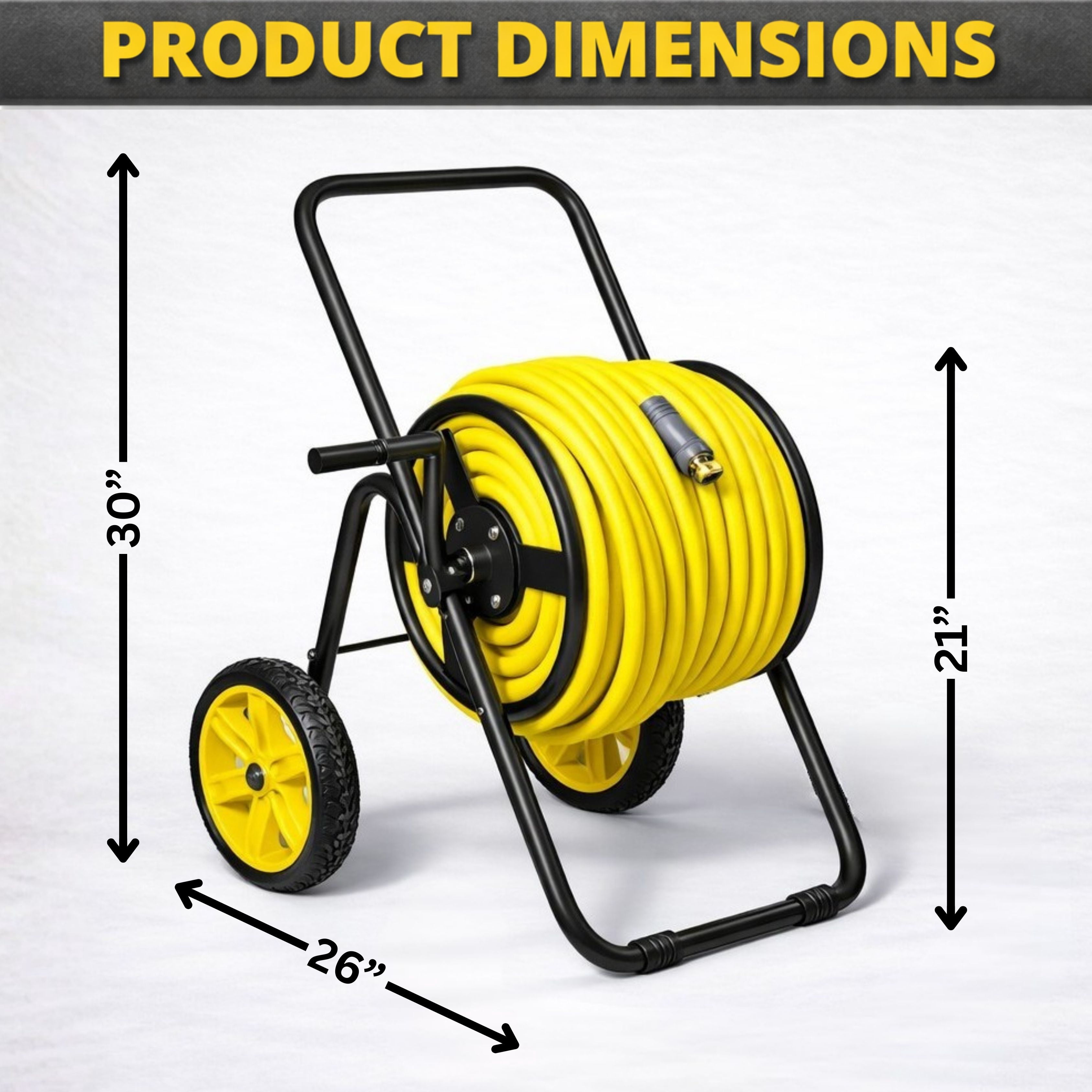 2-Wheel Hose Reel Cart, Residential Duty Hose Reel with Wheels, Outdoor Water Hose Reel for Backyard, Garden, or Lawn, Metal Hose Carts