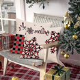 thumbnail image 5 of Juego de 4 fundas de almohada decorativas YONGSHENG lino y algodón rojo con copos de nieve, 5 of 5