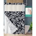 thumbnail image 2 of No Hook Shower Curtain with Snap in Liner, White Floral Plants Black Background Hotel Shower Curtains for Bathroom, Washable Shower Curtain Liner Set with Mesh Top Window, 66"x72", 2 of 6