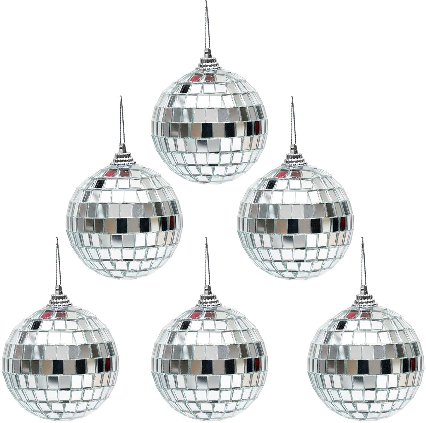 6 pcs 2 Inch Mirror Disco Ball Ornaments Christmas Hanging Balls Xmas