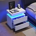 thumbnail image 6 of LED Nightstands Set of 2 Modern Bedside Table for Bedroom Night Stand Set 2 with 2 Drawers Side Table with LED Lights for Bedroom,Living Room, 6 of 14