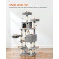 thumbnail image 4 of Feandrea Cat Tree, 66.1-inch Large Cat Tower with 13 Scratching Posts, 2 Perches, 2 Caves, Basket, Hammock, Pompoms, Light Gray, 4 of 8