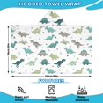 thumbnail image 2 of White Cartoon Dinosaurs Triangles Plants Pattern Hooded Bath Towel，60"x35" for Ages 3 To 12 Kids, Quick Dry Lightweight Soft Microfiber Hood Beach Towel Cover Up for Kids, 2 of 7