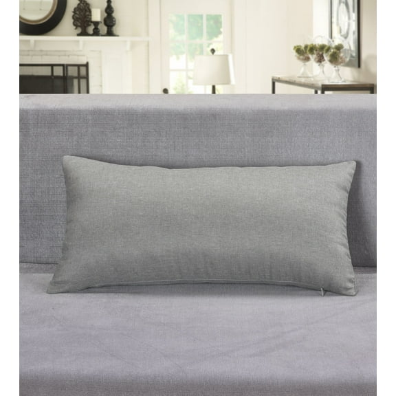 Aiking Home Breathable Solid Faux Linen Lumbar Throw Pillow Case for Sofa, Bedroom or Car... (12"x24", Gray)