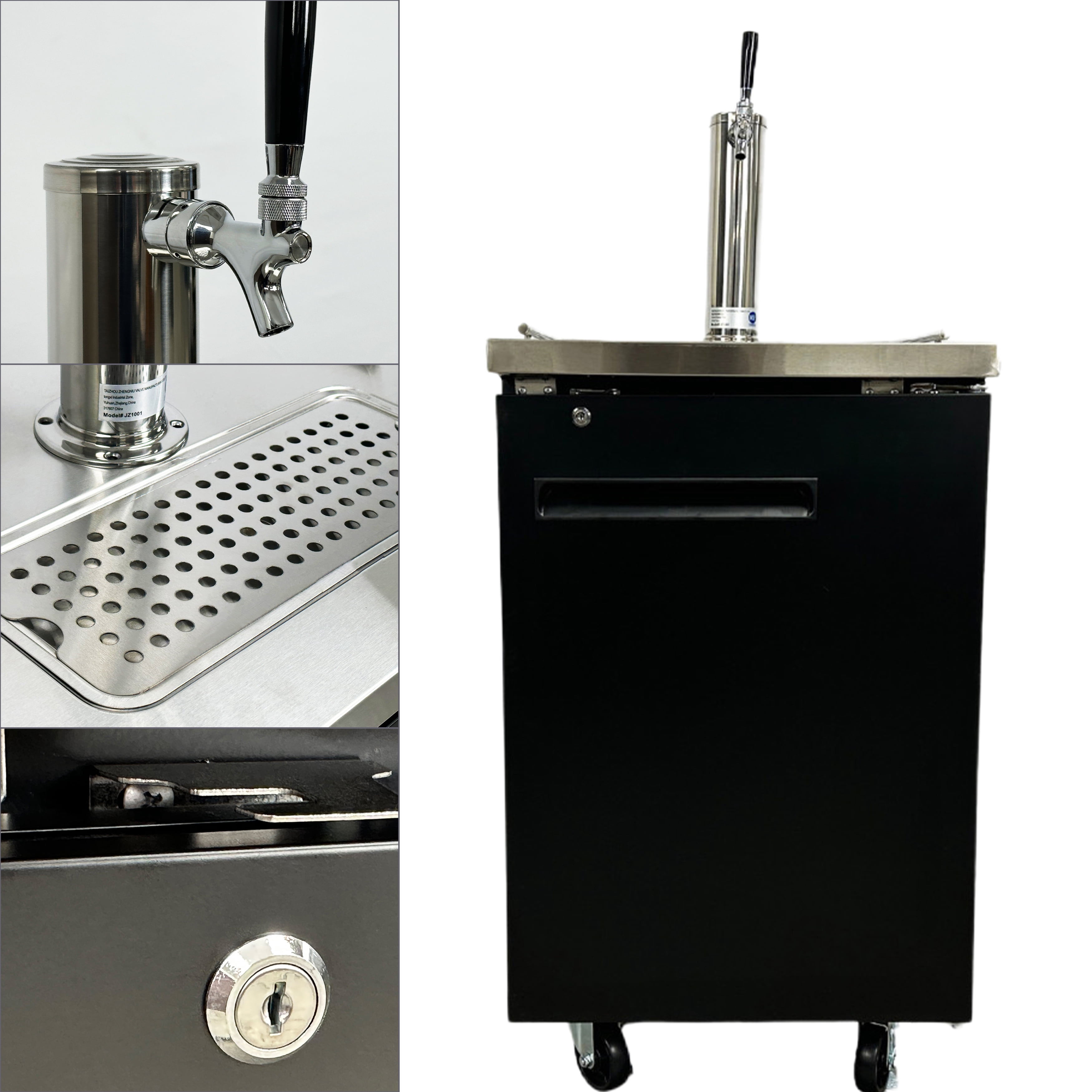 23 in. Commercial Kegerator Beer Dispenser 1 Tap Black, 1/2 Barrel NSF ETL