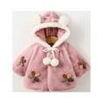 thumbnail image 2 of LLYwey Kids Coat Winter Winter Toddler Girls Solid Color Plush Cute Flowers Rabbit Ears Winter Hoodie Thick Coat Cloak New Long Sleeve Hoodies Casual Jackets Outwear Purples 6-9 Months, 2 of 6