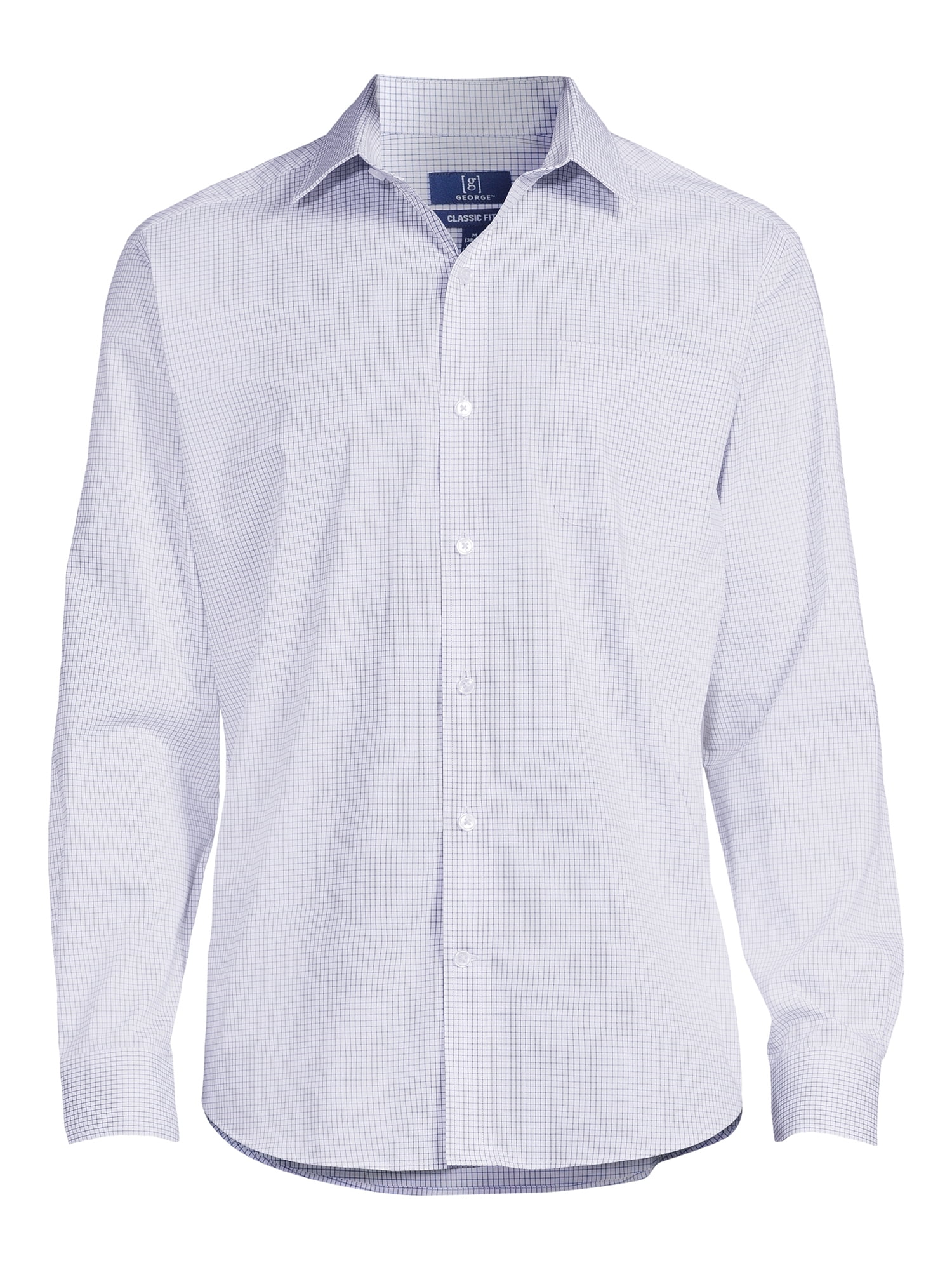 George Men's Classic Dress Shirt with Long Sleeves, Sizes S
