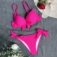 thumbnail image 3 of Joernso 2Pcs/Set Women Summer Bikini Set Padded Sling Bowknot Lace-up Bra High Waist Swim Briefs Set Solid Color Quick Drying Swimwear, 3 of 8