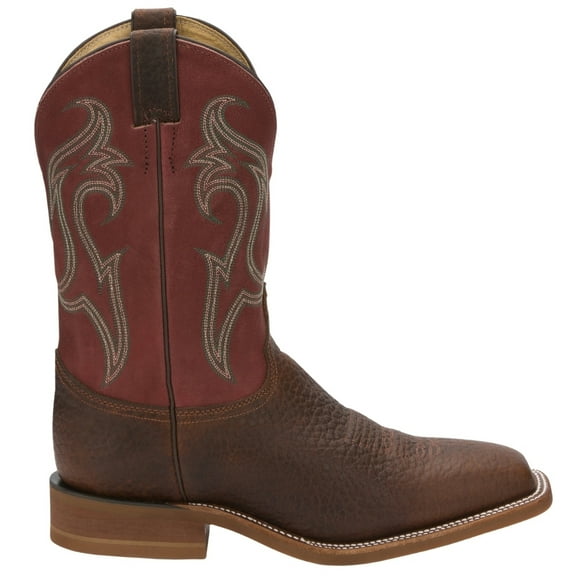 Justin Boots Mens Bender 11 Inch Embroidered Square Toe Cowboy  Mid Calf Bo