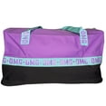thumbnail image 2 of Duffle Bag 300D Poly w/hangtag- Top Purple Bottom Blk, words are Purple with Blue Handles., 2 of 4