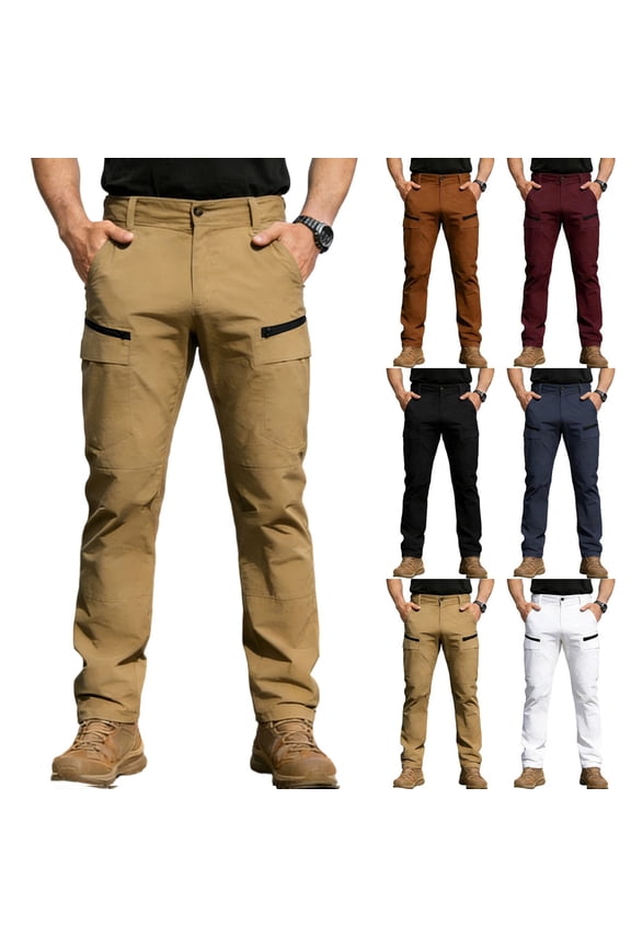 Men's Work Pants Lightweight Stretch Water Resistant Casual Tactical Cargo, S-3XL