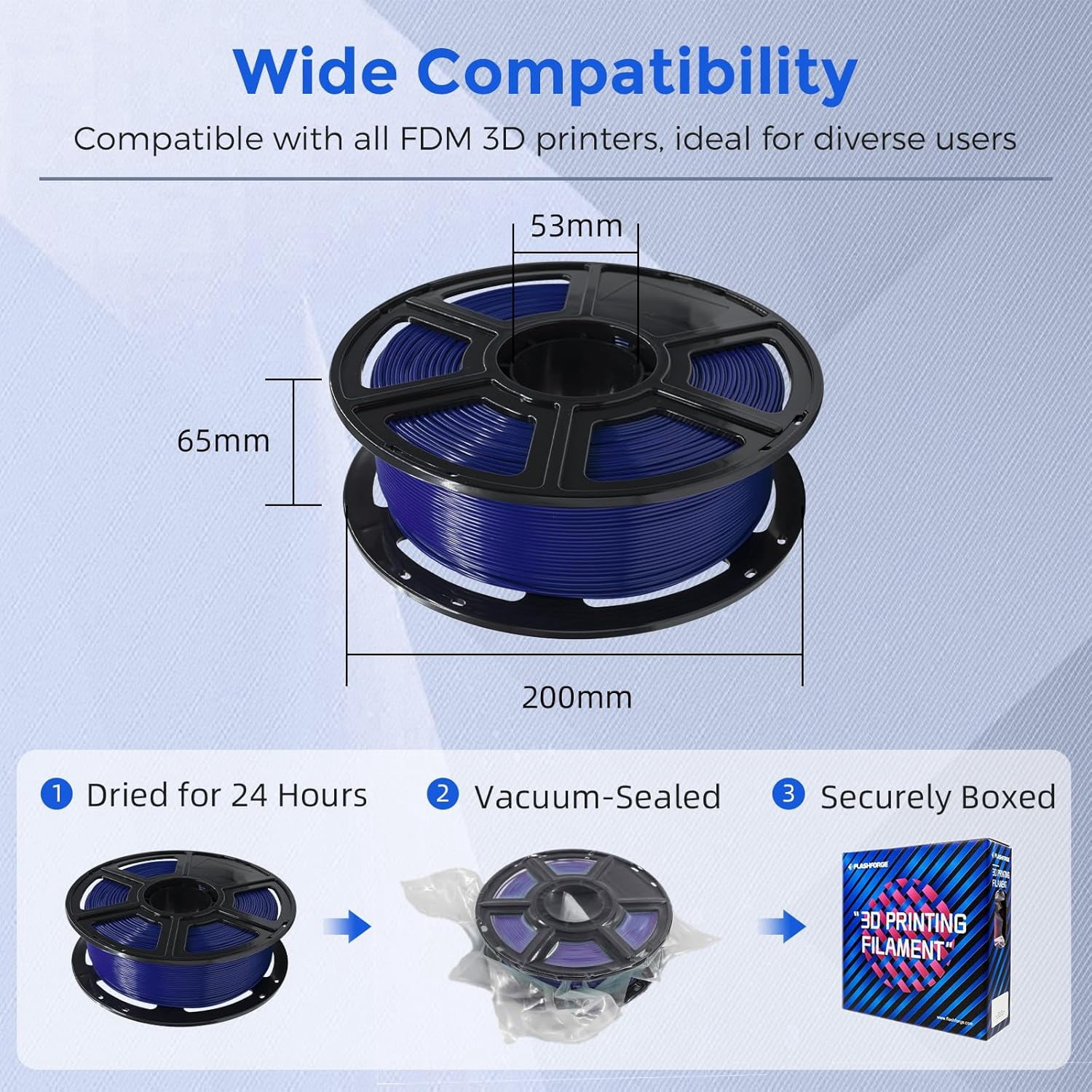 Flashforge PETG PRO Filament 1.75mm, 1KG/2.2lbs PETG PRO 3D Printer Filament, Blue