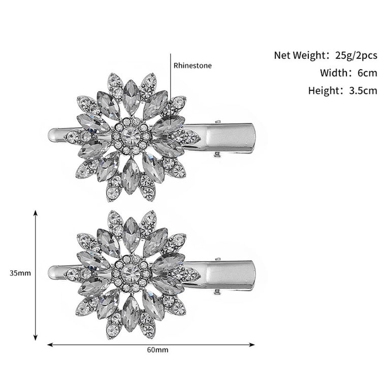 Sparkling Rhinestone Floral Hair Barrette Clip for Special Occasions Amazon.com : SKISUNO Sparkling Rhinestone Flower Hair Clip  main image 4