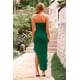 thumbnail image 2 of Vestido PRETTYGARDEN sin tirantes con volantes, verde oscuro, talla mediana, 2 of 8