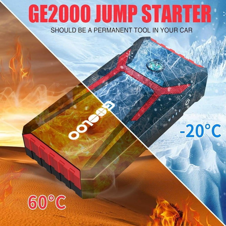 GOOLOO 2000A Car Battery Jump Starter(up to 6.0L Gas and 4.0L Diesel),GE2000  12V Portable Jump Box with Quick Charge in & out 