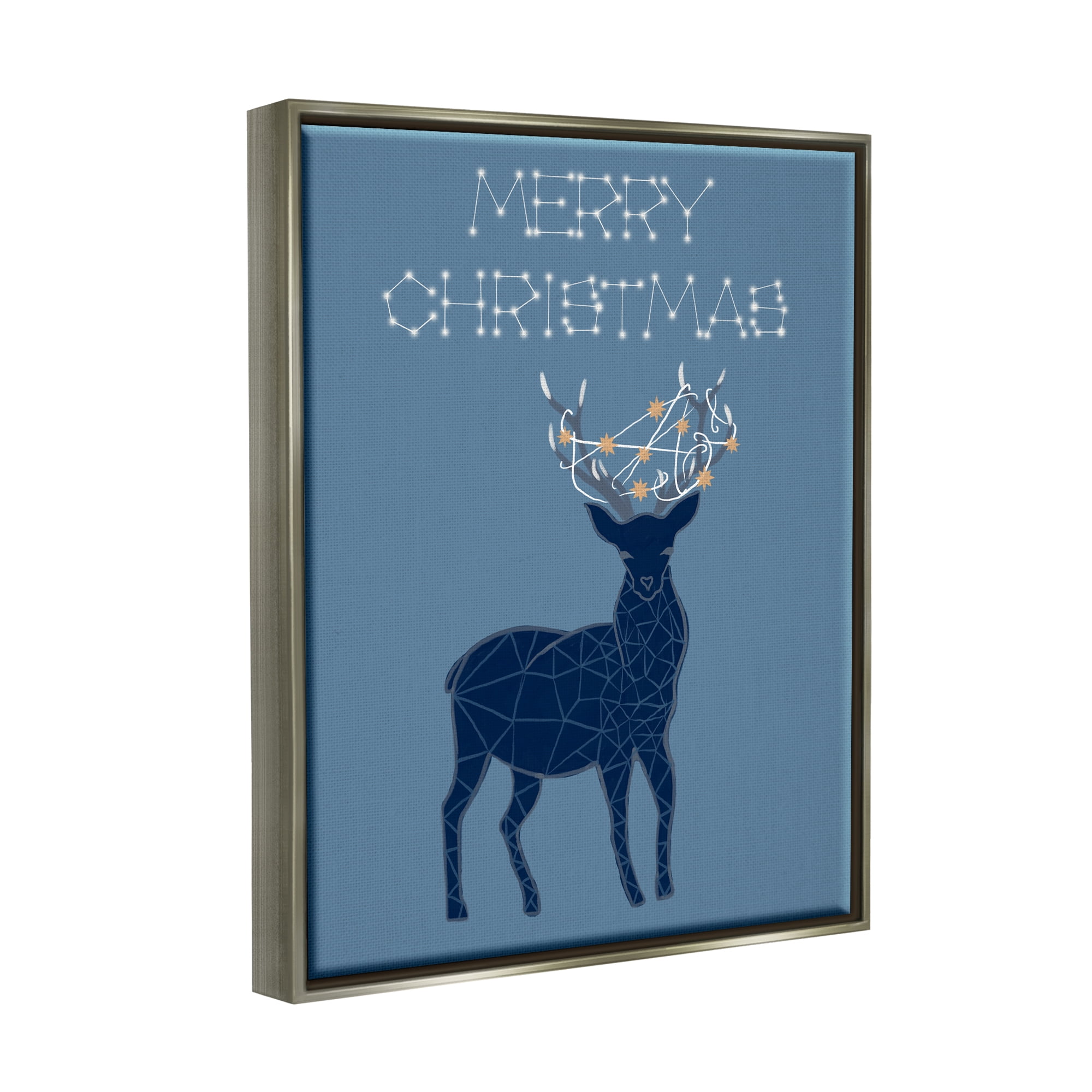 Stupell Industries Christmas Constellations Deer Holiday Painting Gray Floater Framed Art Print Wall Art, 17 x 21