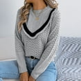 thumbnail image 5 of ClodeEU Women‘s Round Neck Knit Sweater,Knit Pullover Sweaters ,Fall Fashion Dressy Casual Basic Clothes Gray,Womens Plus M, 5 of 8