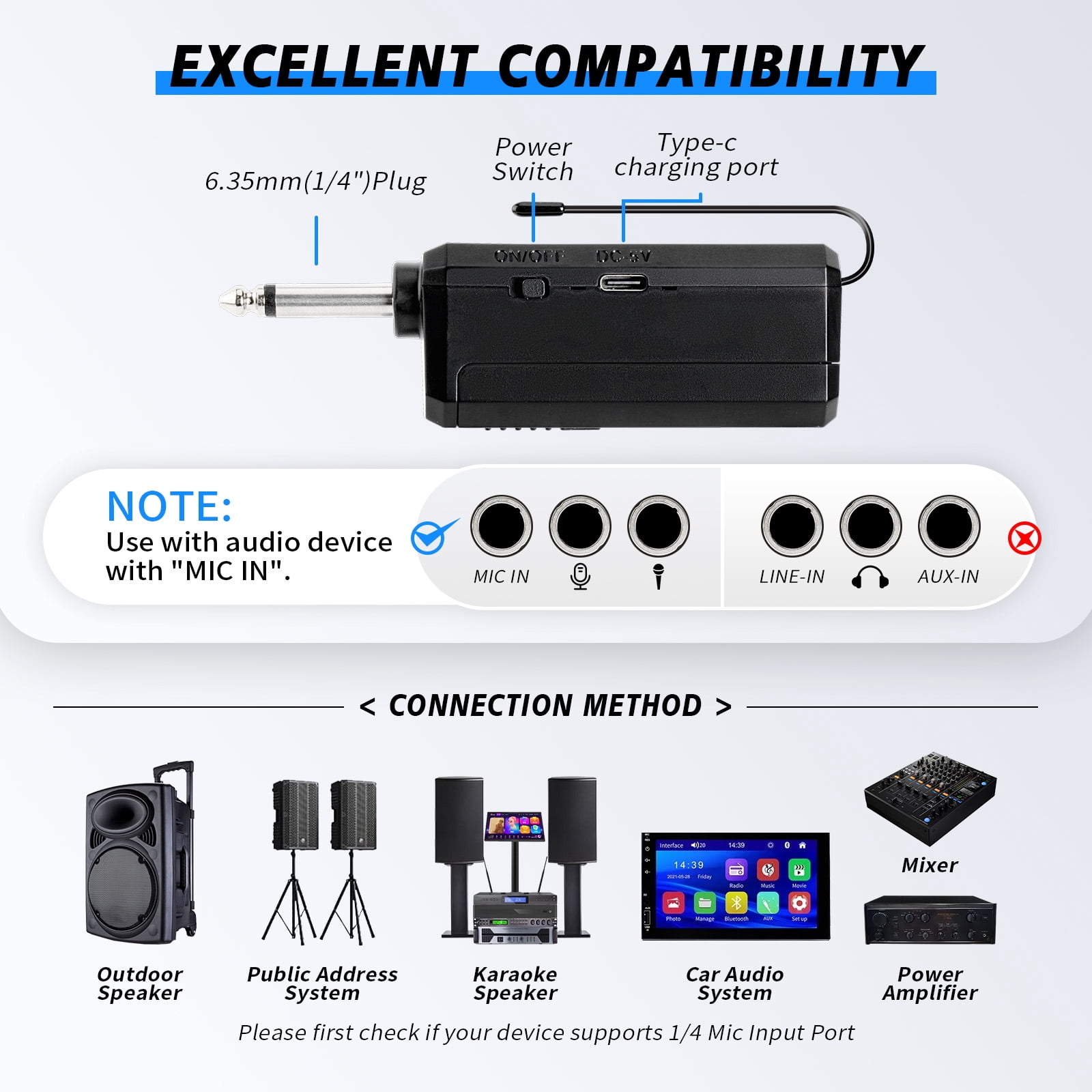 Dammyty Dual Wireless Microphone Handheld Dynamic Microphone for Karaoke Singing, Party, Wedding