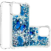 COTDINFOR Compatible with iPhone 12 Pro Max Case Glitter Cute for Girls Women Liquid Floating Quicksand Shockproof