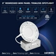 thumbnail image 4 of Luxrite 3 Inch Trimless LED Recessed Light, 10W, 5CCT 2700K-5000K, Dimmable, 750LM, CRI 90, Wet & IC Rated, ETL, 4 of 7
