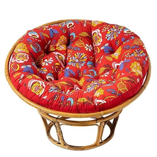 Cotton Craft Papasan Poppy Fl Red Multi Overstuffed Chair Cushion Sink Into Our Thick Comfortable And Oversized Pure Duck Fabric Fits Standard 45 Inch Round Com Cotton Craft Papasan Poppy Fl, Oversized Round Swivel Chair Cover