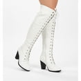 thumbnail image 5 of Forever Camila-48 Women's Lace Up Over The Knee Boots Stacked Block High Heel Side Zipper Thigh High Boots White 7.5, 5 of 5