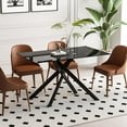 thumbnail image 6 of Glass Dining Table for 4 People, 51.2 Inches Rectangular Glass Kitchen Table with Black Steel Legs, Modern Dining Room Table for Dinner Kitchen Dining Room,All Black, 6 of 12