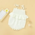 thumbnail image 5 of QUYUON Newborn Infant Ribbed Knit Rompers Toddler Baby Girls Spaghetti Strap Ruffle Flounce Knitted Jumpsuits One-Piece Bodysuits Outerwear Sweater Coat White 80, 5 of 8
