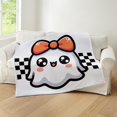 thumbnail image 4 of CafePress - Halloween Ghost Cute Checkered - Soft Fleece Throw Blanket, 50"x60" for All Ages, 4 of 4