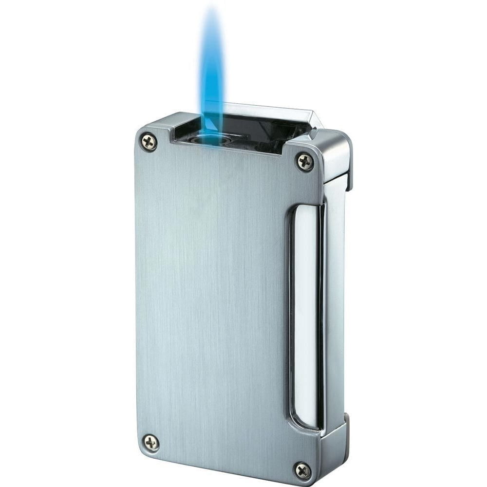 Visol VLR400102 Zidane Brushed Silver Torch Flame Lighter with Built-in Cigar Punch