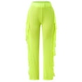 thumbnail image 6 of Glisme Casual Pants For Women Mesh Ruffle Trim Cover Up Pants Beach Cover Up Wrap Bikini Shiny Wraps Cover Ups For Swimwear Pants Green Trousers Flexible Fit, 6 of 6
