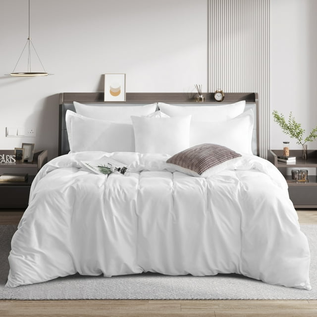 RUIKASI White Duvet Cover Queen Size Soft Queen Duvet Cover Set, 3