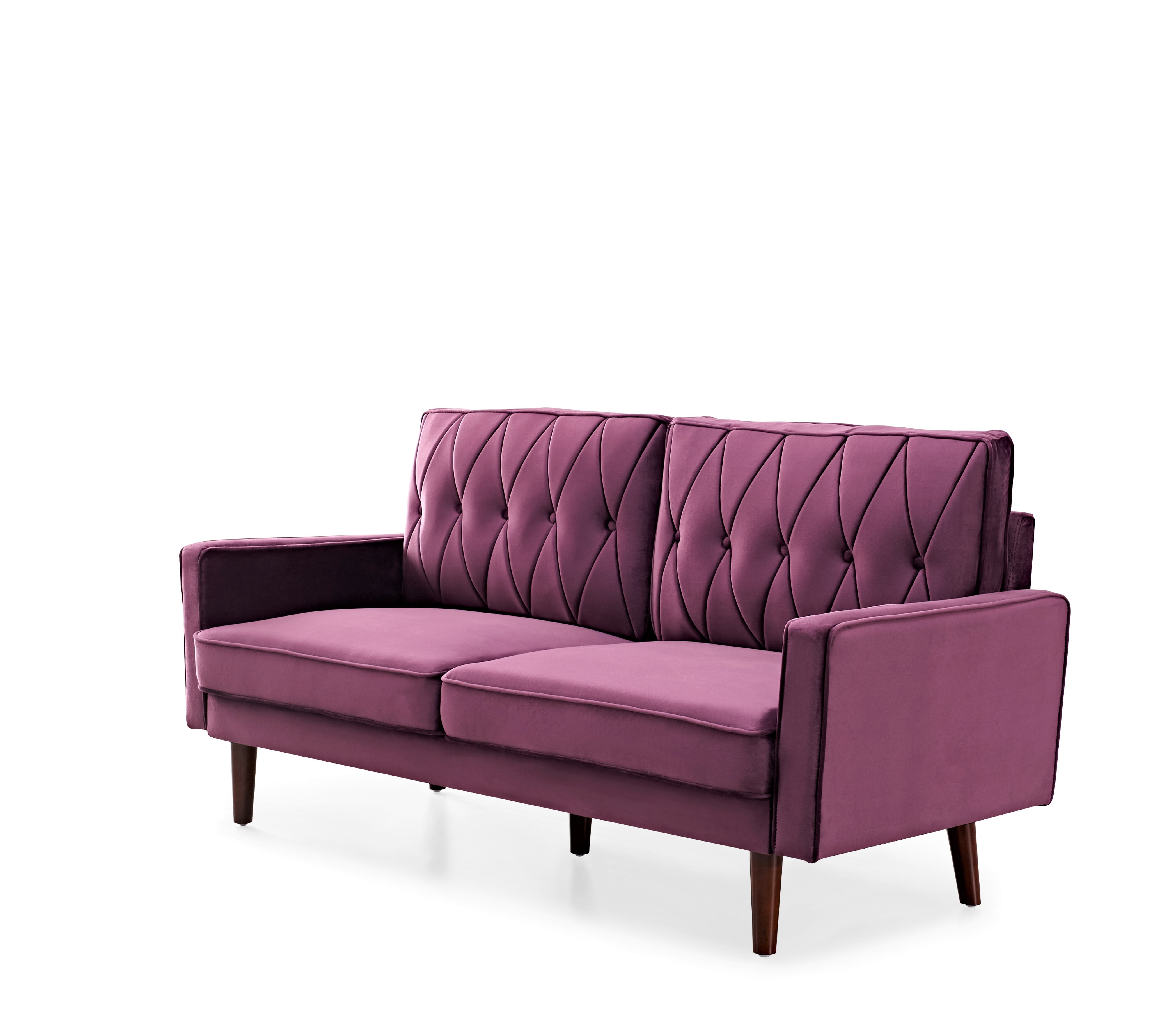 Uspridefurniture Feemster 69.3'' Velvet Square Arm Sofa,Eggplant