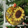thumbnail image 2 of Bee and Sunflower Ornament Suncatcher  Round Window Hanging with Honeycomb Pattern  Nature Garden Decor for Window or Gift, 2025, Holiday Decoration, 2025, Seasonal Holiday, 2 of 5