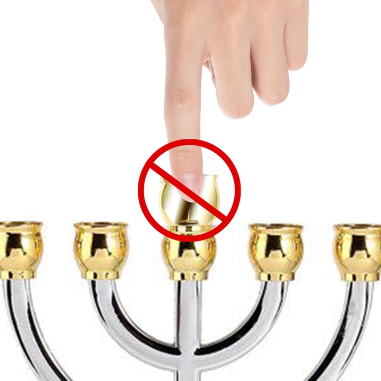 BRTAGG Hanukkah Menorah Upgrade Cups With Built-in Pins - 9 Branches, Gold Plated, Star Of David Design